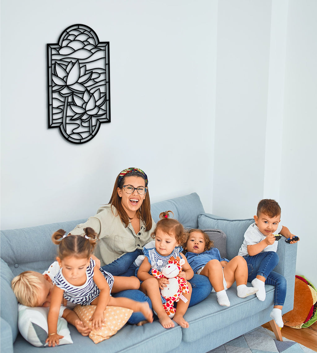 Lotus Flower Wood Wall Decor: Mandala Panel Art
