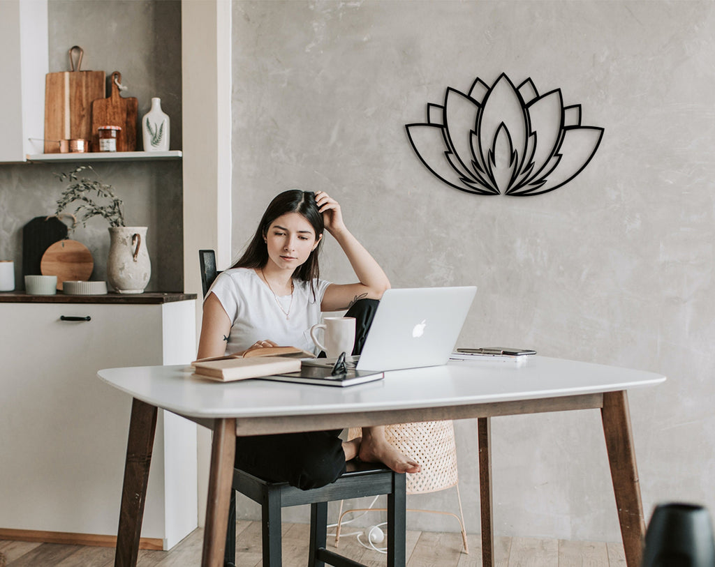 Lotus Flower Wood Wall Decor: Mandala Art Sign