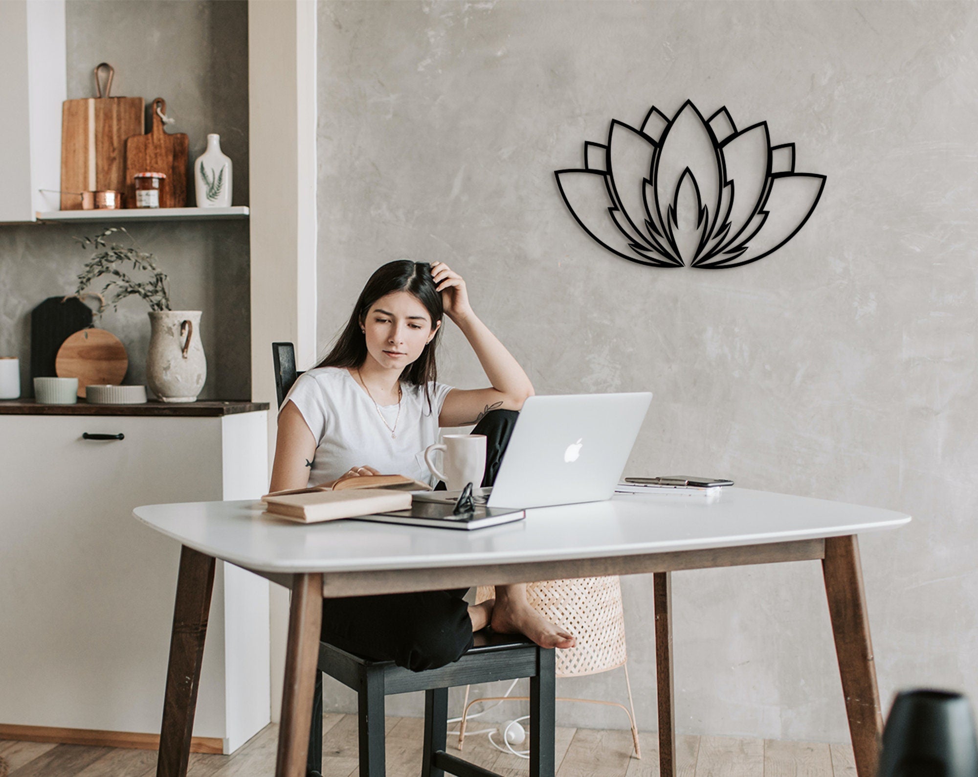 Lotus Flower Wood Wall Decor: Mandala Art Sign