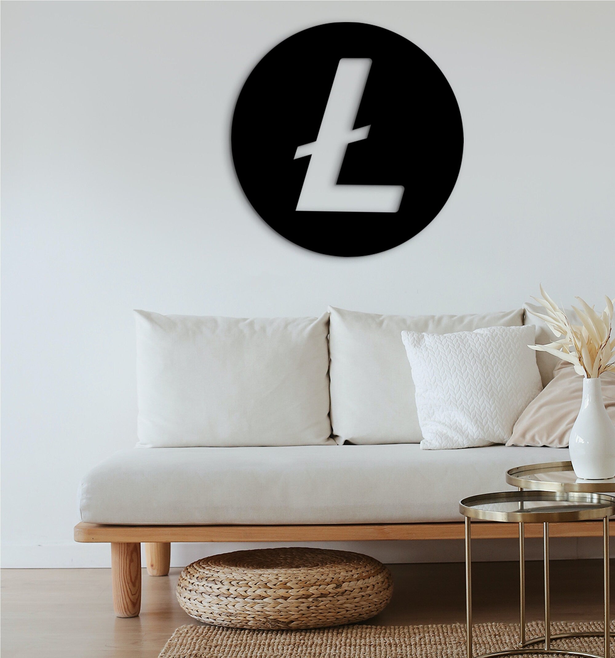 Litecoin Wood Wall Art: 3D Shadow Effect Crypto Decor