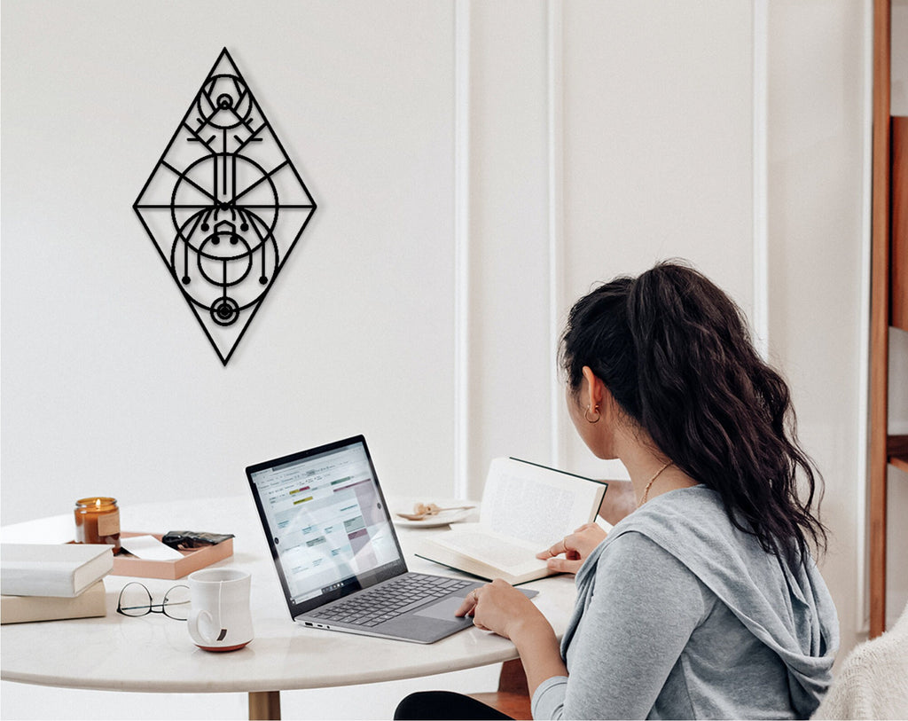 Tree of Life Wood Wall Art: Geometric Astrology Charms