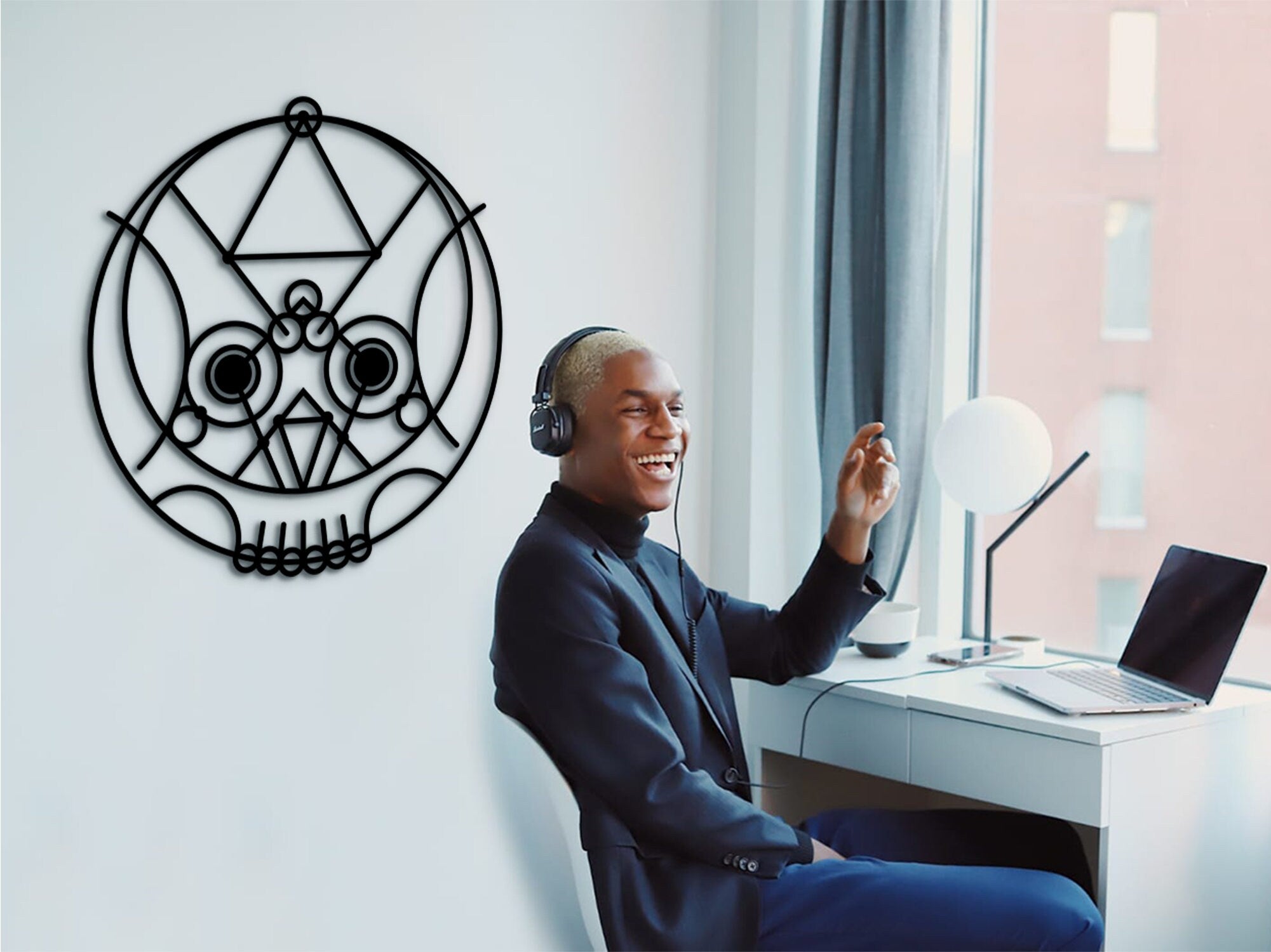Geometric Skull Wood Wall Art: Voodoo Decor