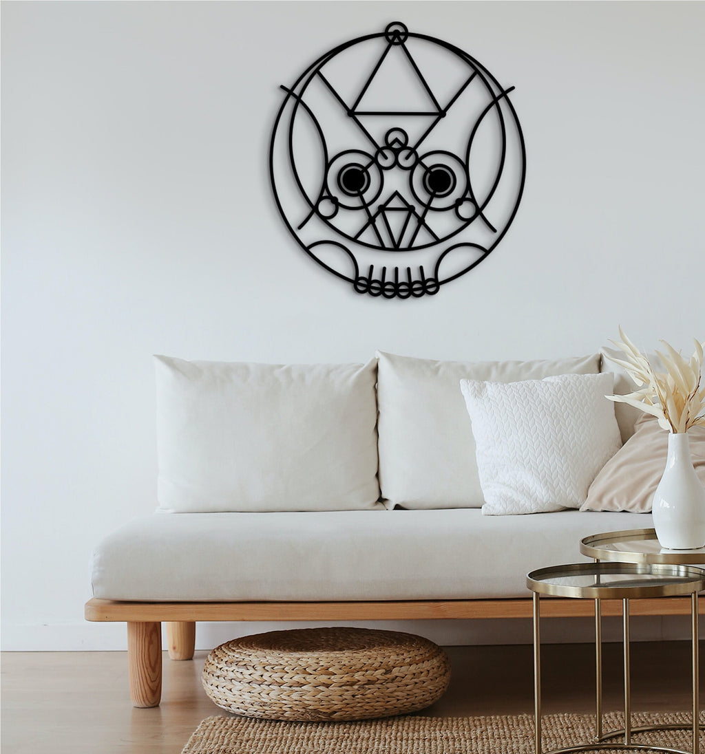 Geometric Skull Wood Wall Art: Voodoo Decor