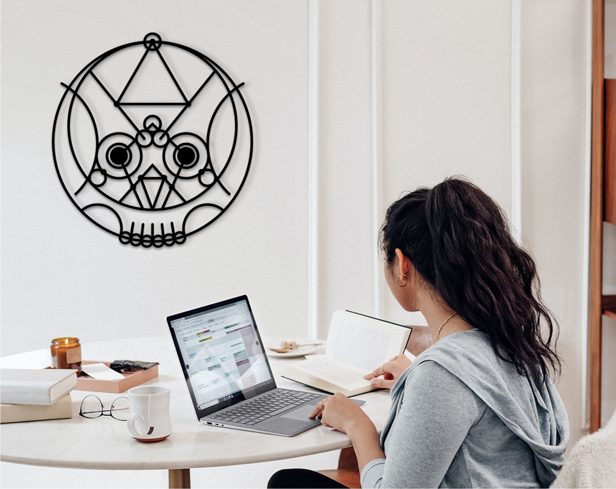 Geometric Skull Wood Wall Art: Voodoo Decor