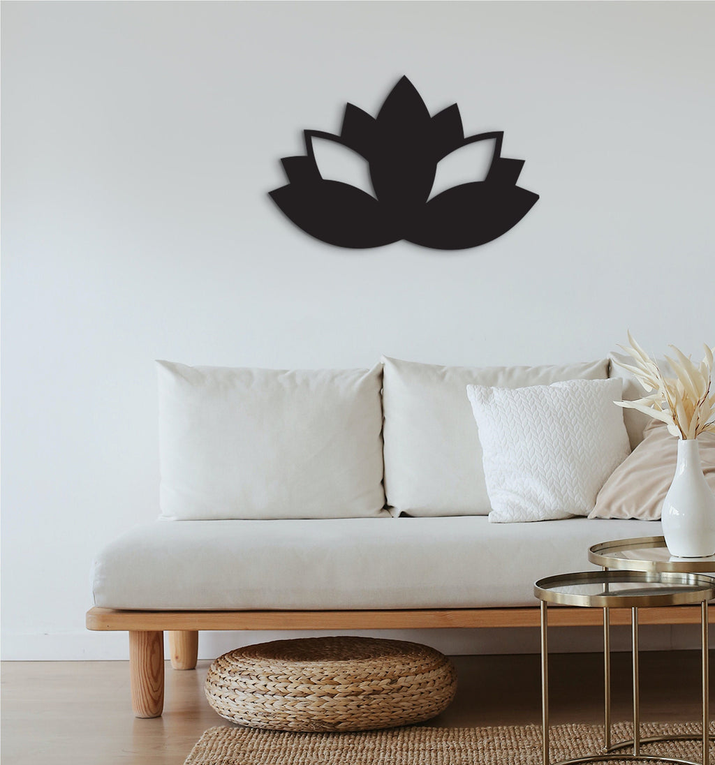 Wooden Lotus Flower Wall Decor: Mandala Art Sign