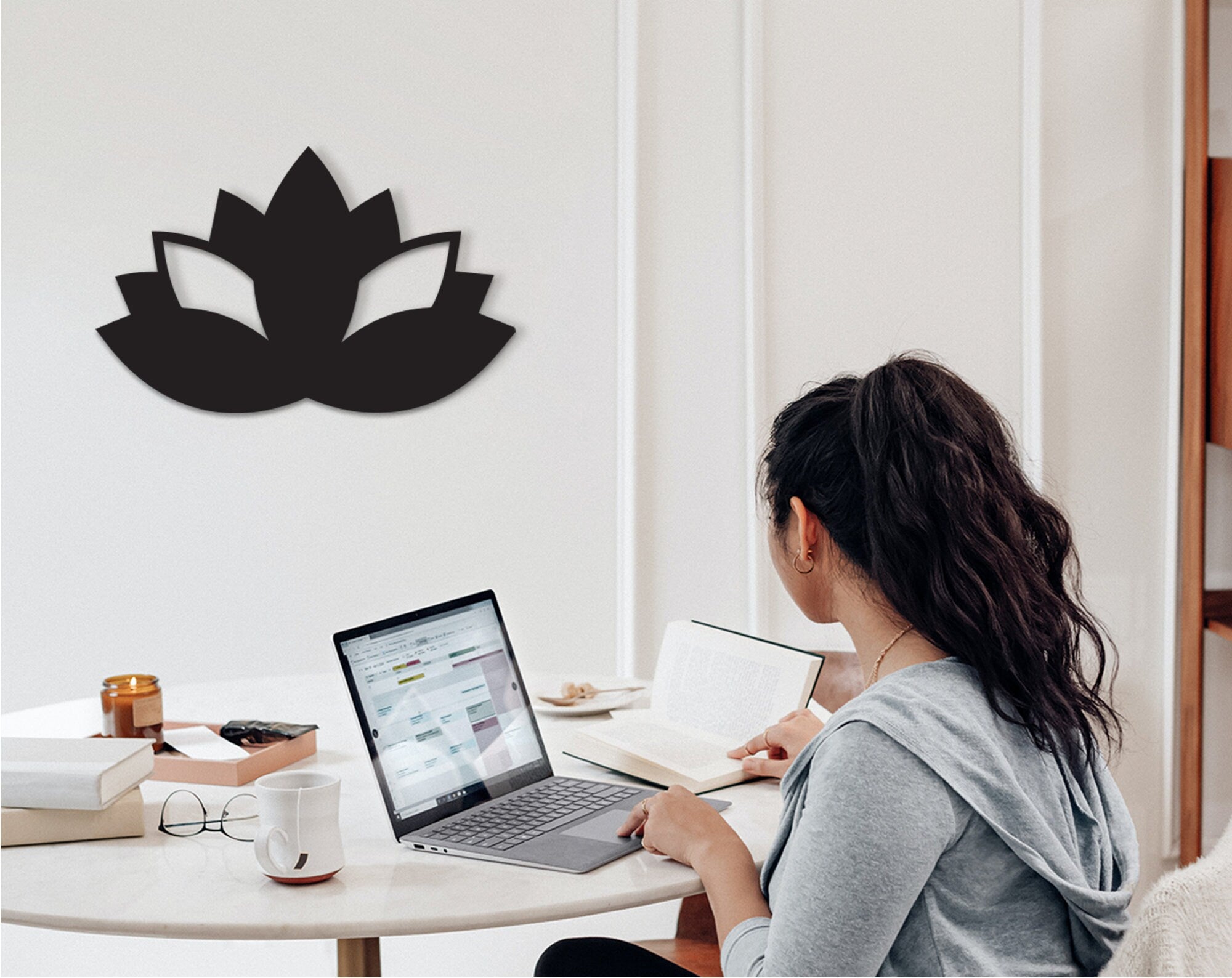Wooden Lotus Flower Wall Decor: Mandala Art Sign