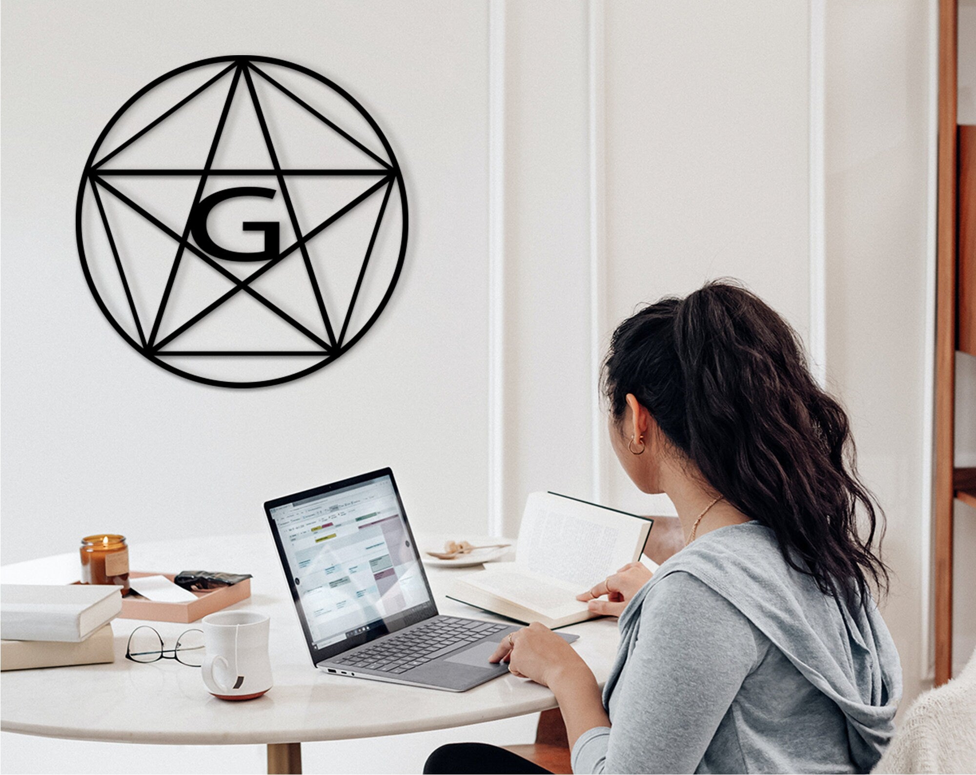 Pentagram Wood Wall Art: Sacred Geometry Decor