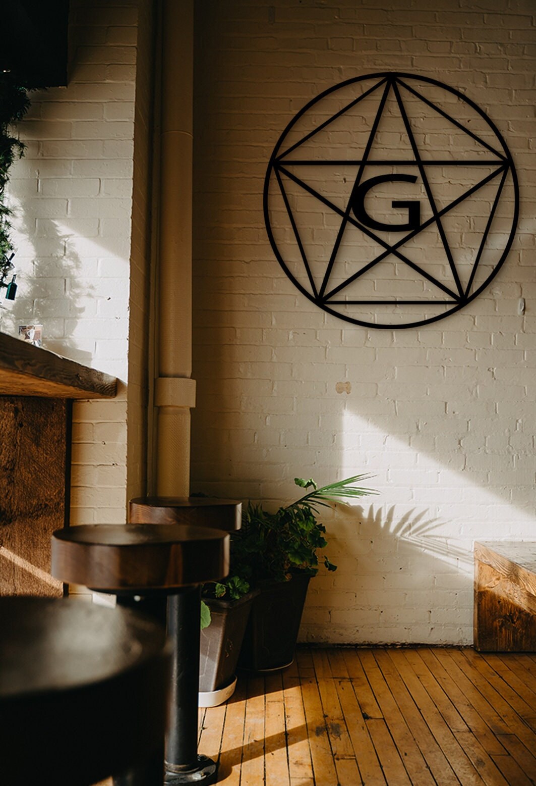 Pentagram Wood Wall Art: Sacred Geometry Decor
