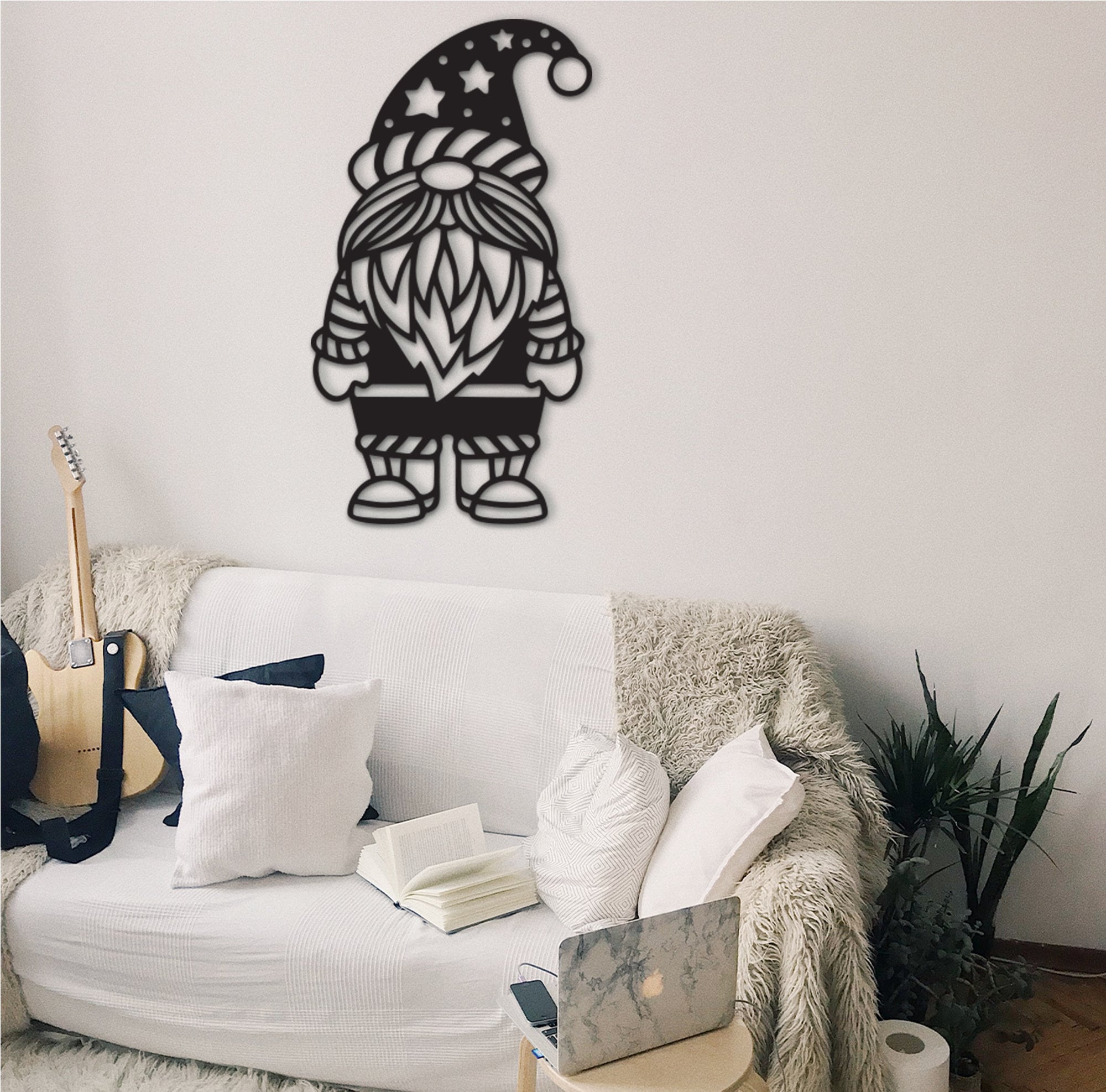 Gnomes Wood Wall Art: Geometric Laser Cut Home Decor
