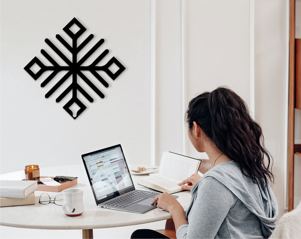 Geometric Wood Wall Art: Modern Office Decor, Black Sculpture
