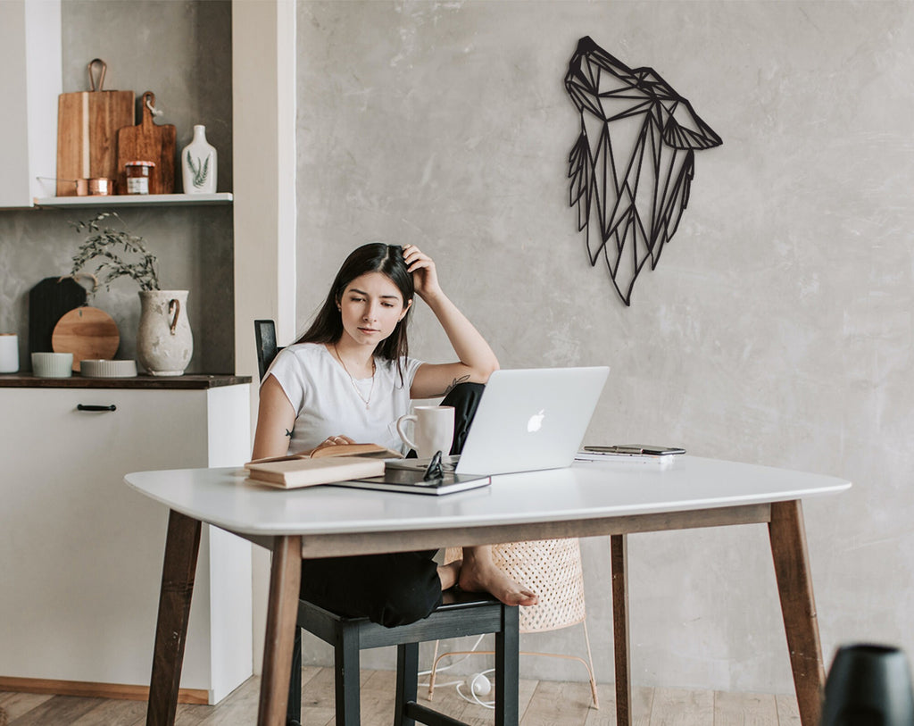 Geometric Wolf Wood Wall Art: Mowgli Decor