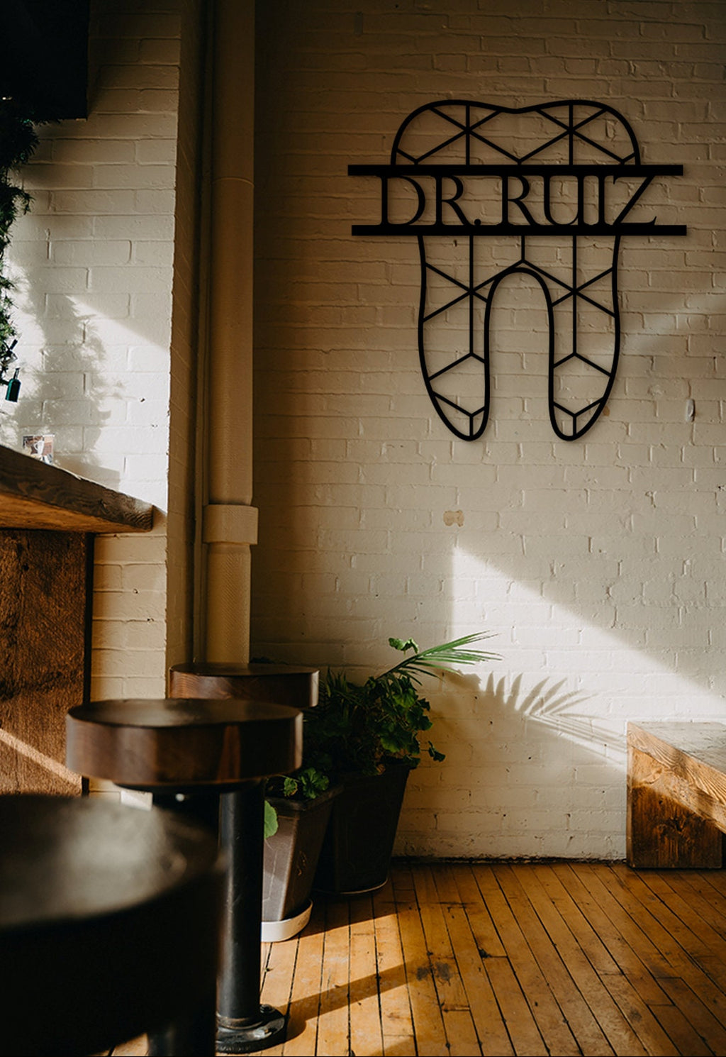 Personalized Dentist Office Decor: Geometric Tooth, Medical Wall Art