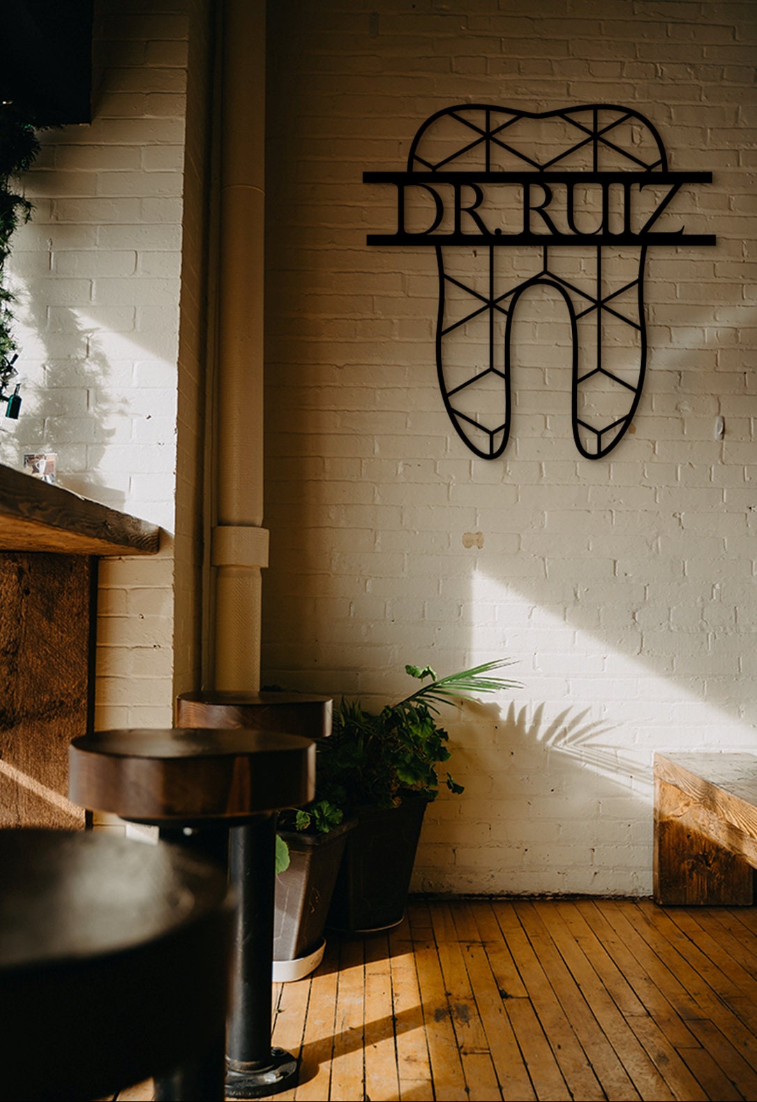 Personalized Dentist Office Decor: Geometric Tooth, Medical Wall Art