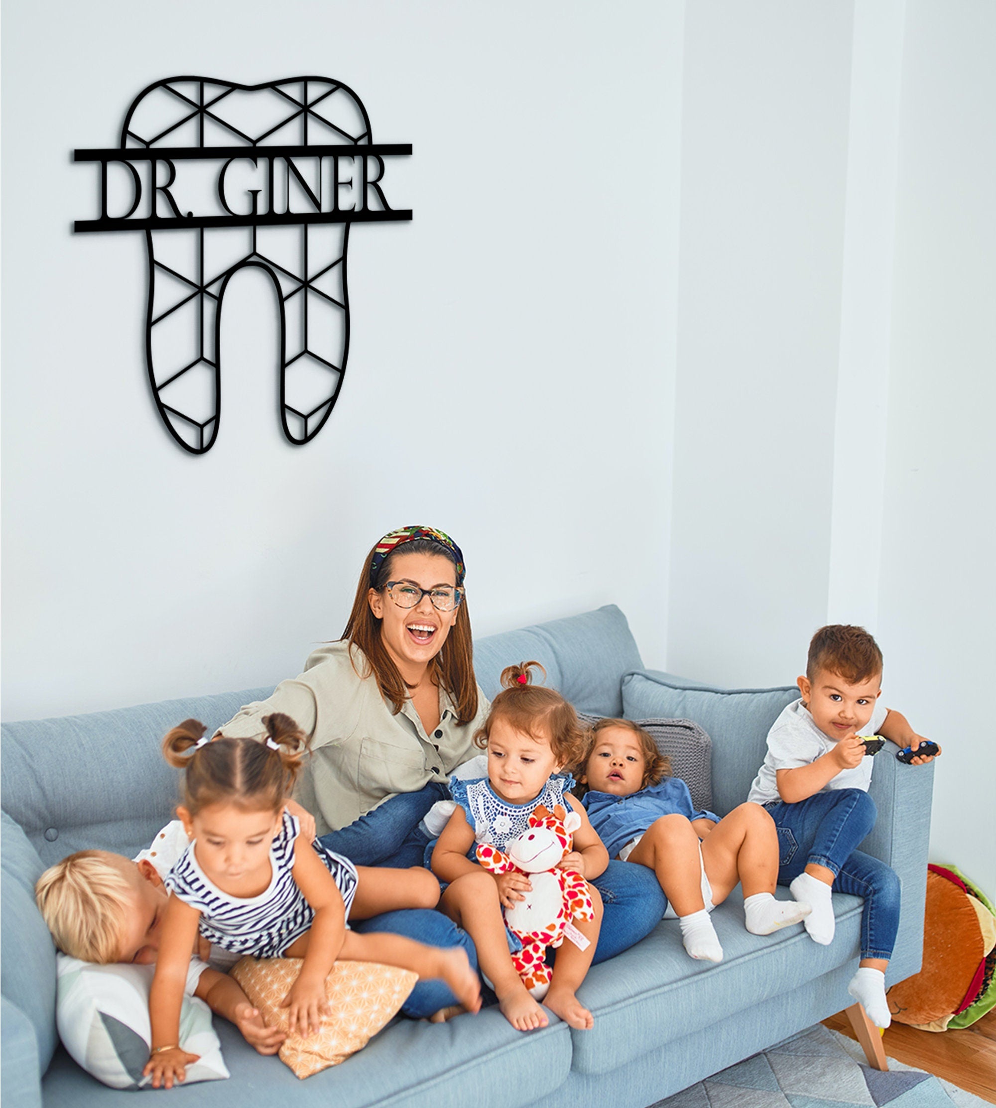 Personalized Dentist Office Decor: Geometric Tooth, Medical Wall Art