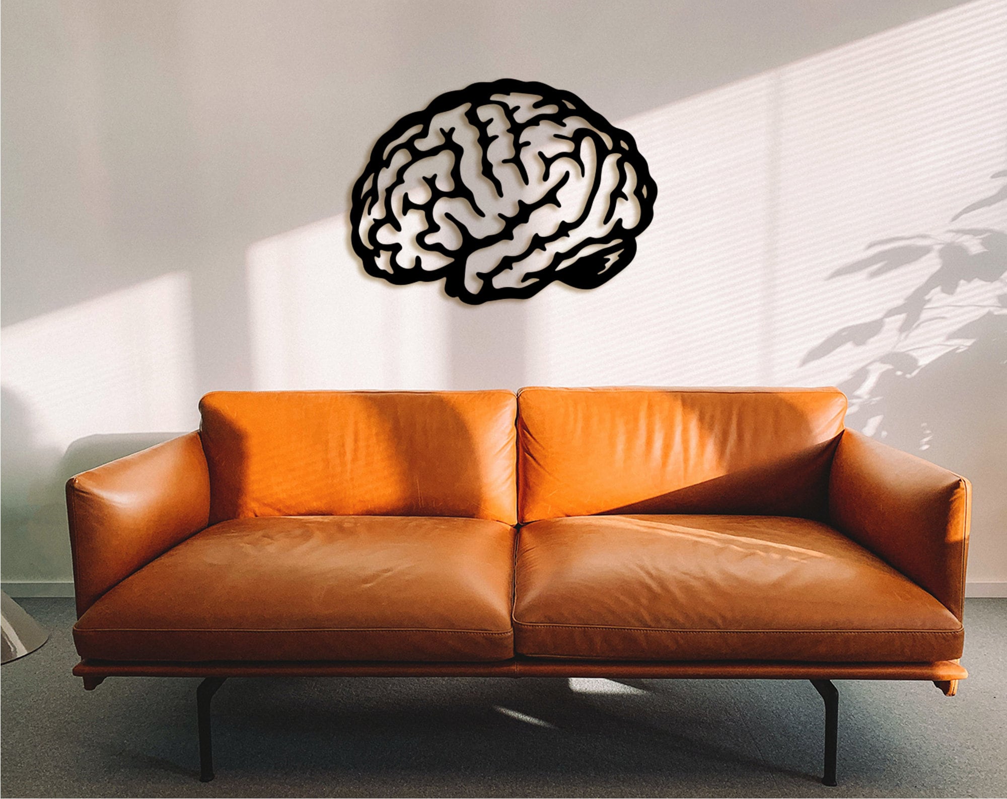 3D Brain Wall Art: Wood Room Decor Sculpture, Digital Brain Artwork