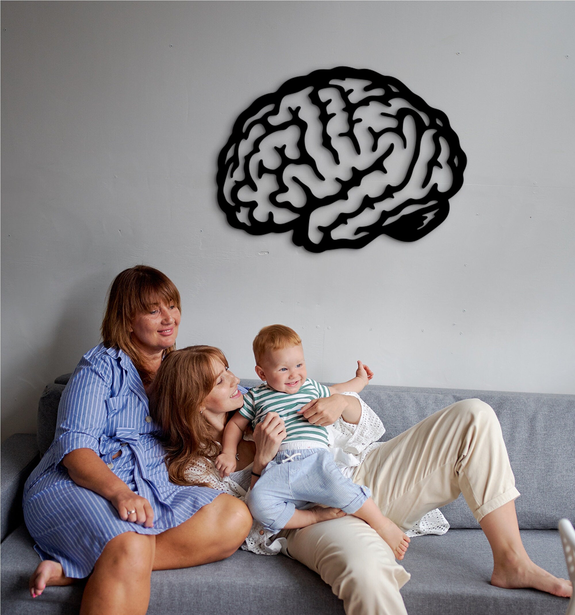 3D Brain Wall Art: Wood Room Decor Sculpture, Digital Brain Artwork