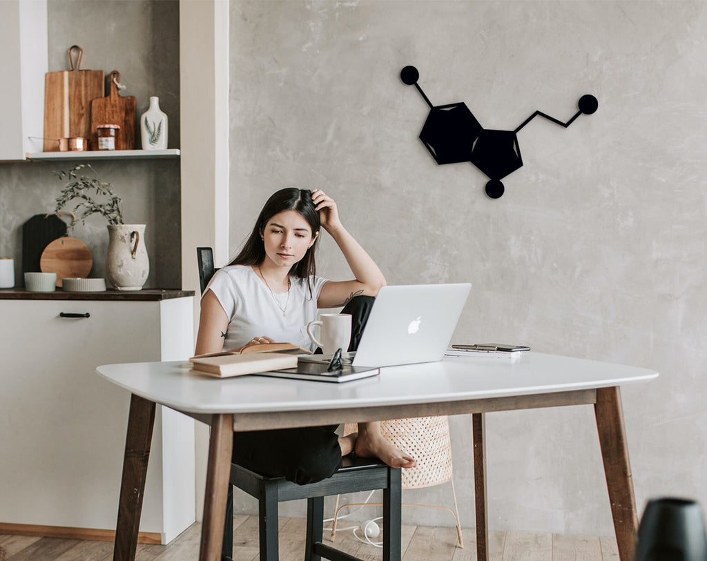 Serotonin Molecule Wall Art: 3D Shadow Effect, Science Gift
