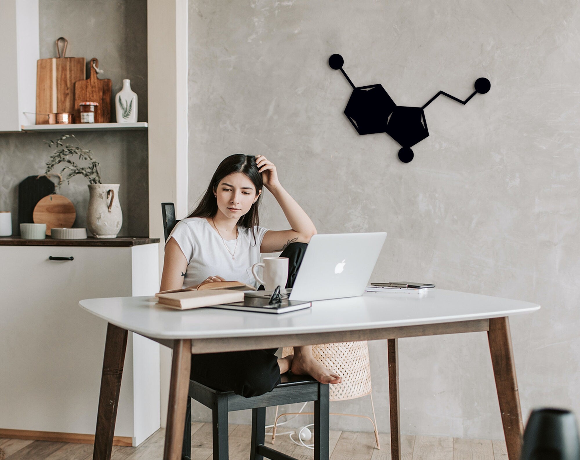 Serotonin Molecule Wall Art: 3D Shadow Effect, Science Gift
