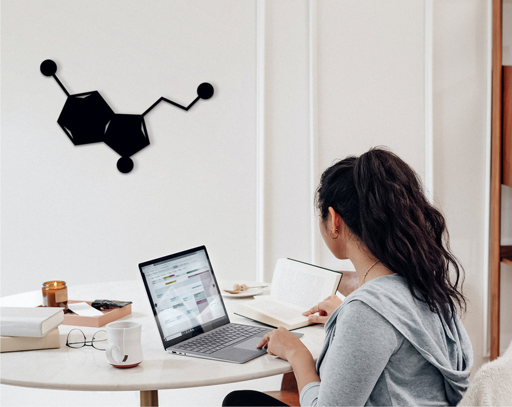 Serotonin Molecule Wall Art: 3D Shadow Effect, Science Gift