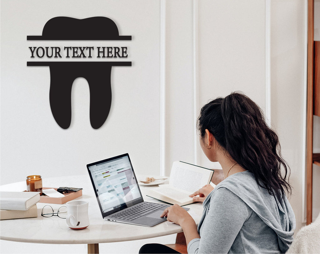 Personalized Dentist Office Sign: Laser Cut Wood Tooth Decor