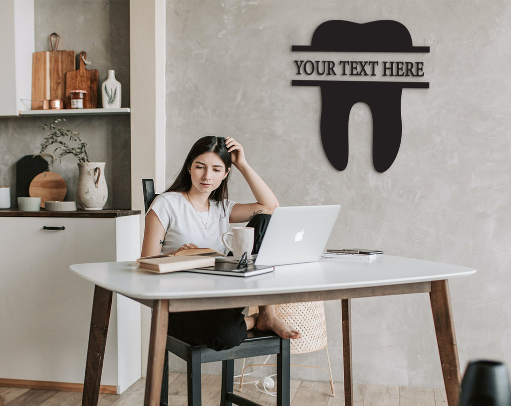 Personalized Dentist Office Sign: Laser Cut Wood Tooth Decor