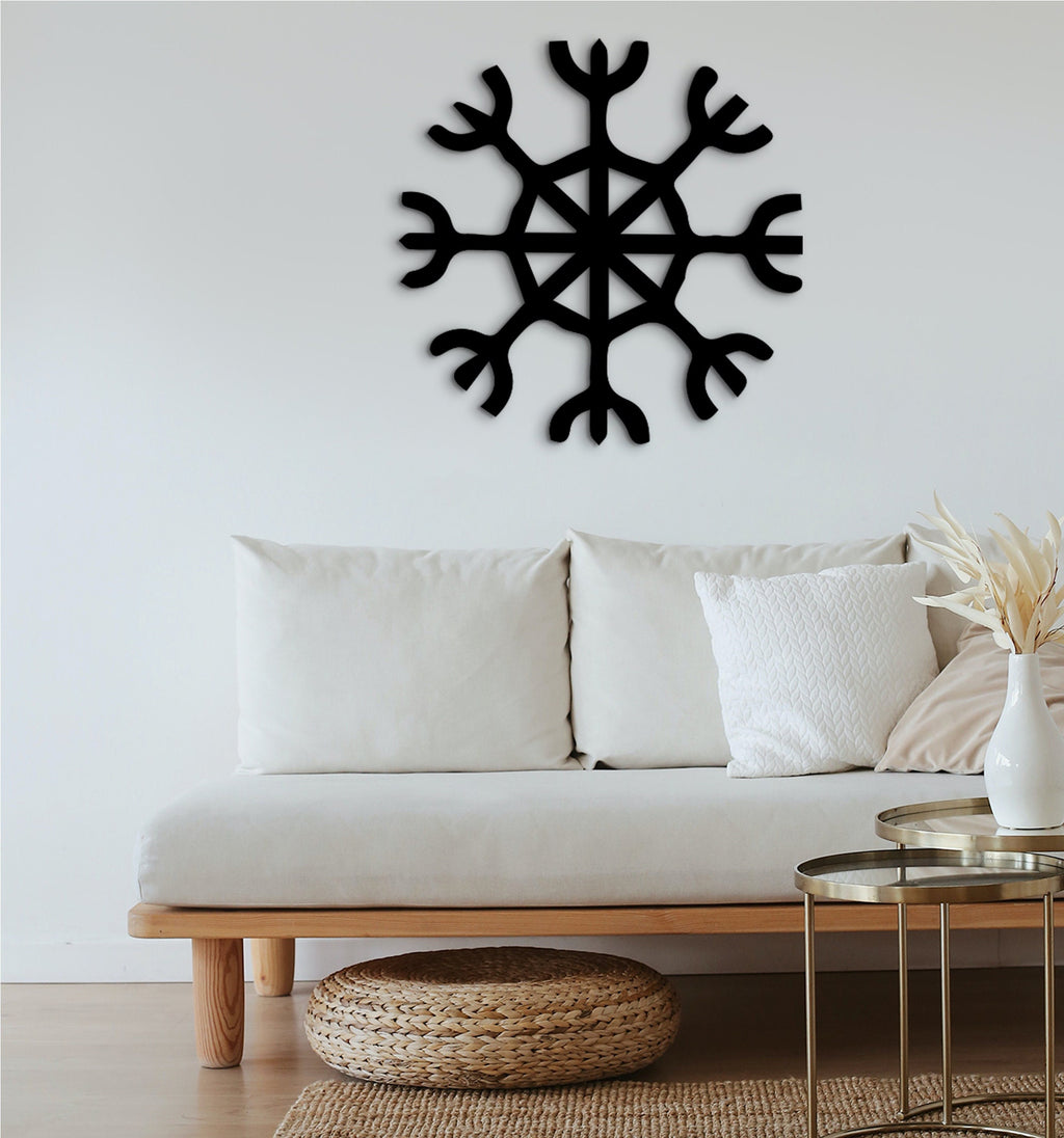 Helm of Awe Wooden Wall Art: Viking Aegishjalmur Decor