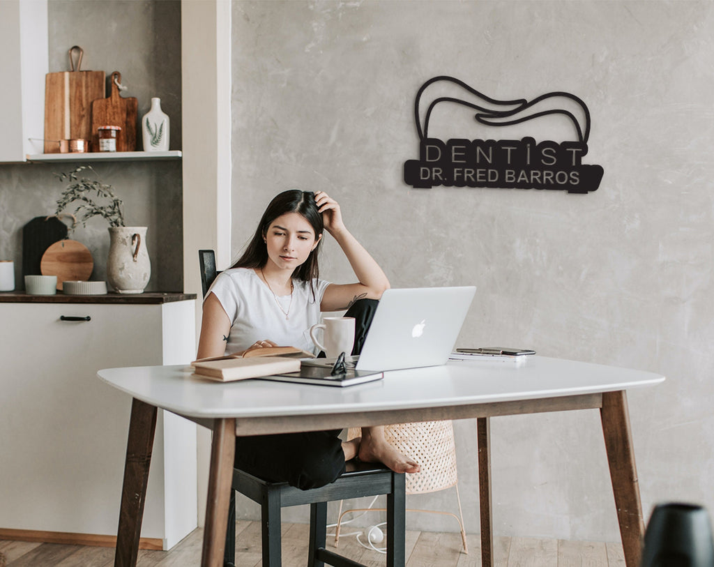 Personalized Dentist Sign, Medical Symbol, Laser Cut Wood