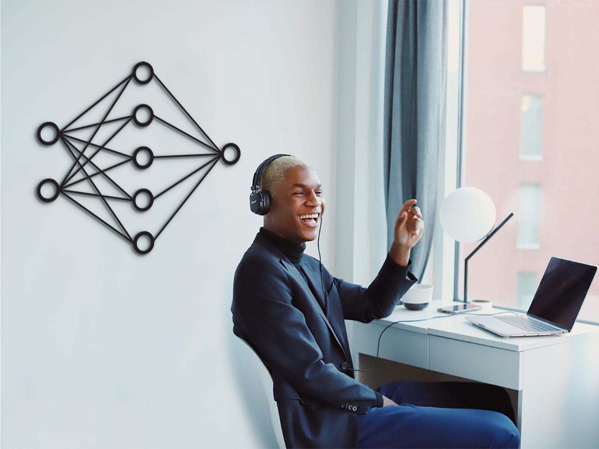 AI Neural Network Wood Wall Art: Modern Tech Decor