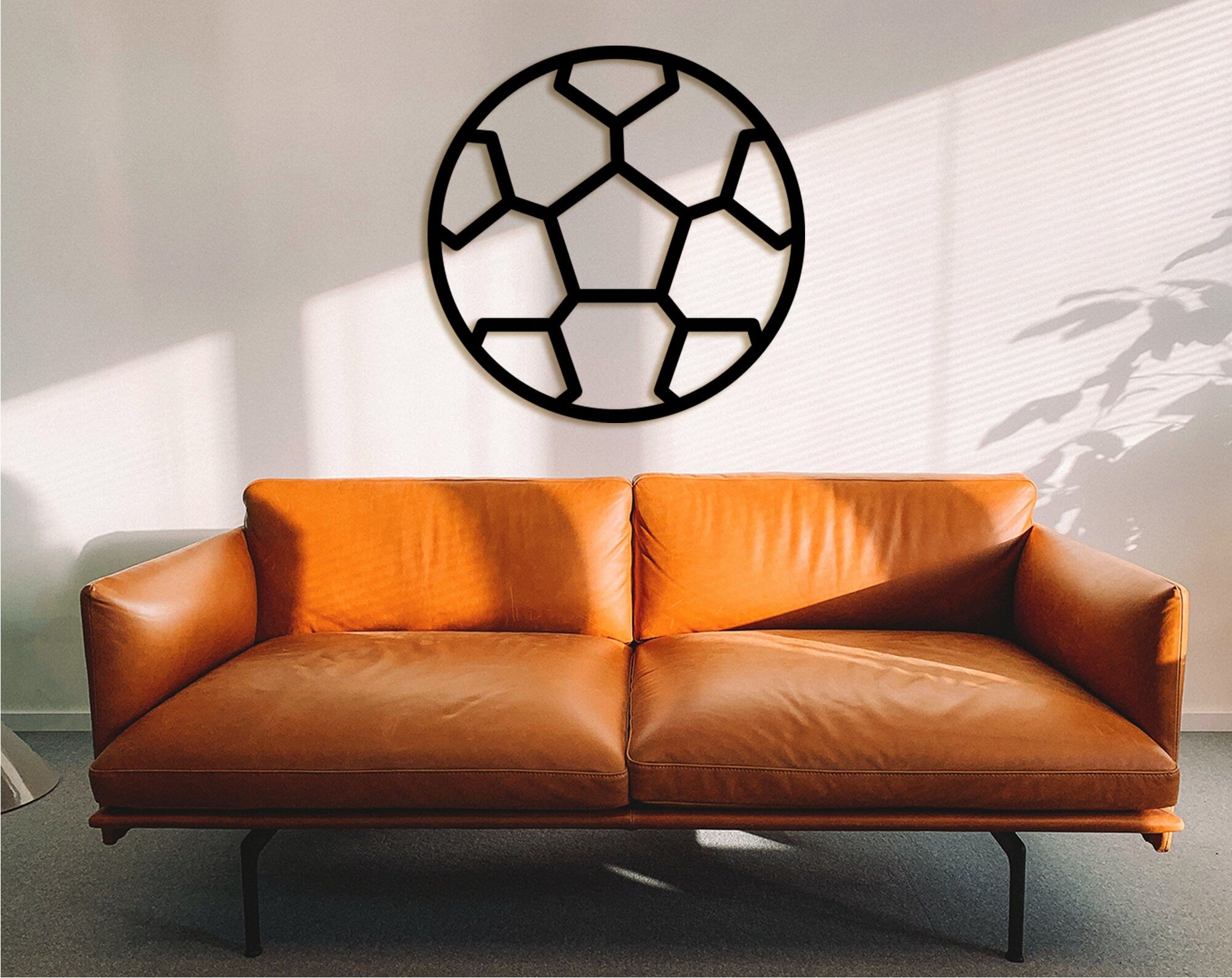 Football Player Wood Wall Art: 3D Shadow Decor