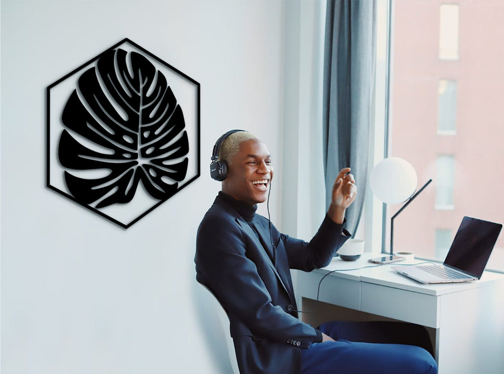 Geometric Monstera Leaf Wood Wall Art: Tropical Decor