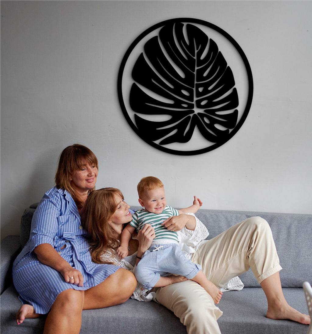 Geometric Monstera Leaf Wood Wall Art: Tropical Home Decor