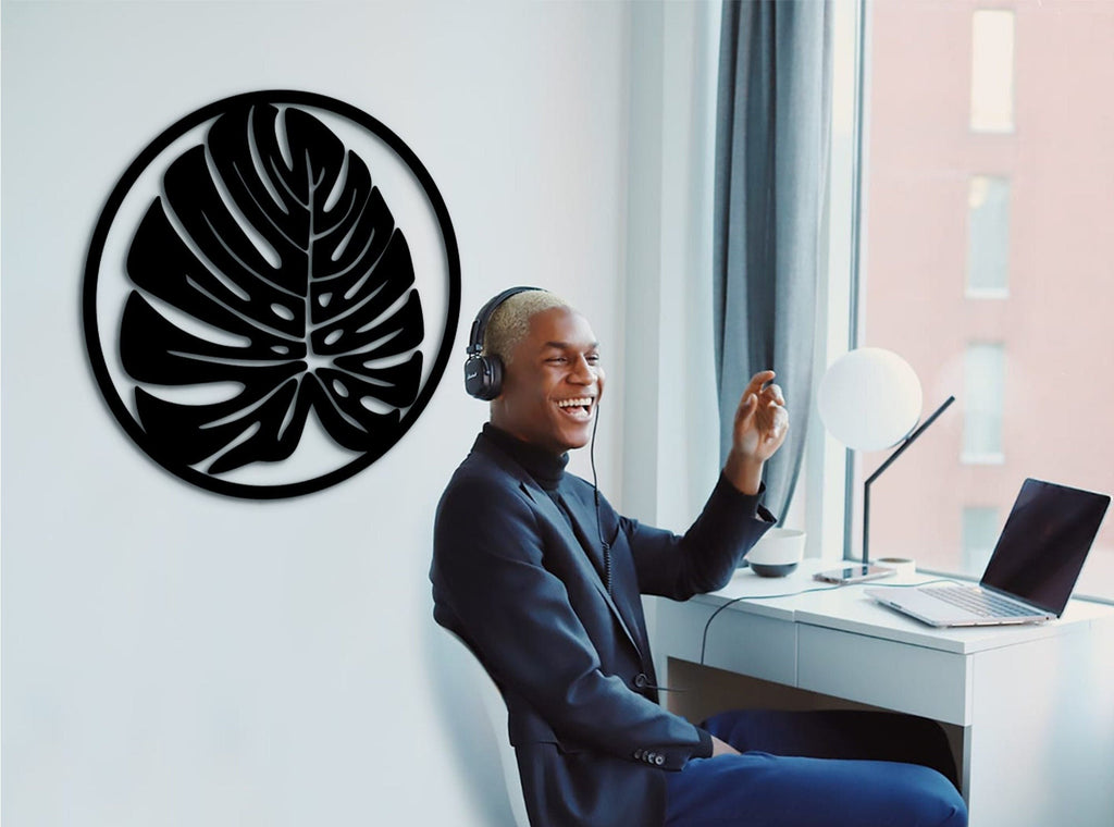 Geometric Monstera Leaf Wood Wall Art: Tropical Home Decor