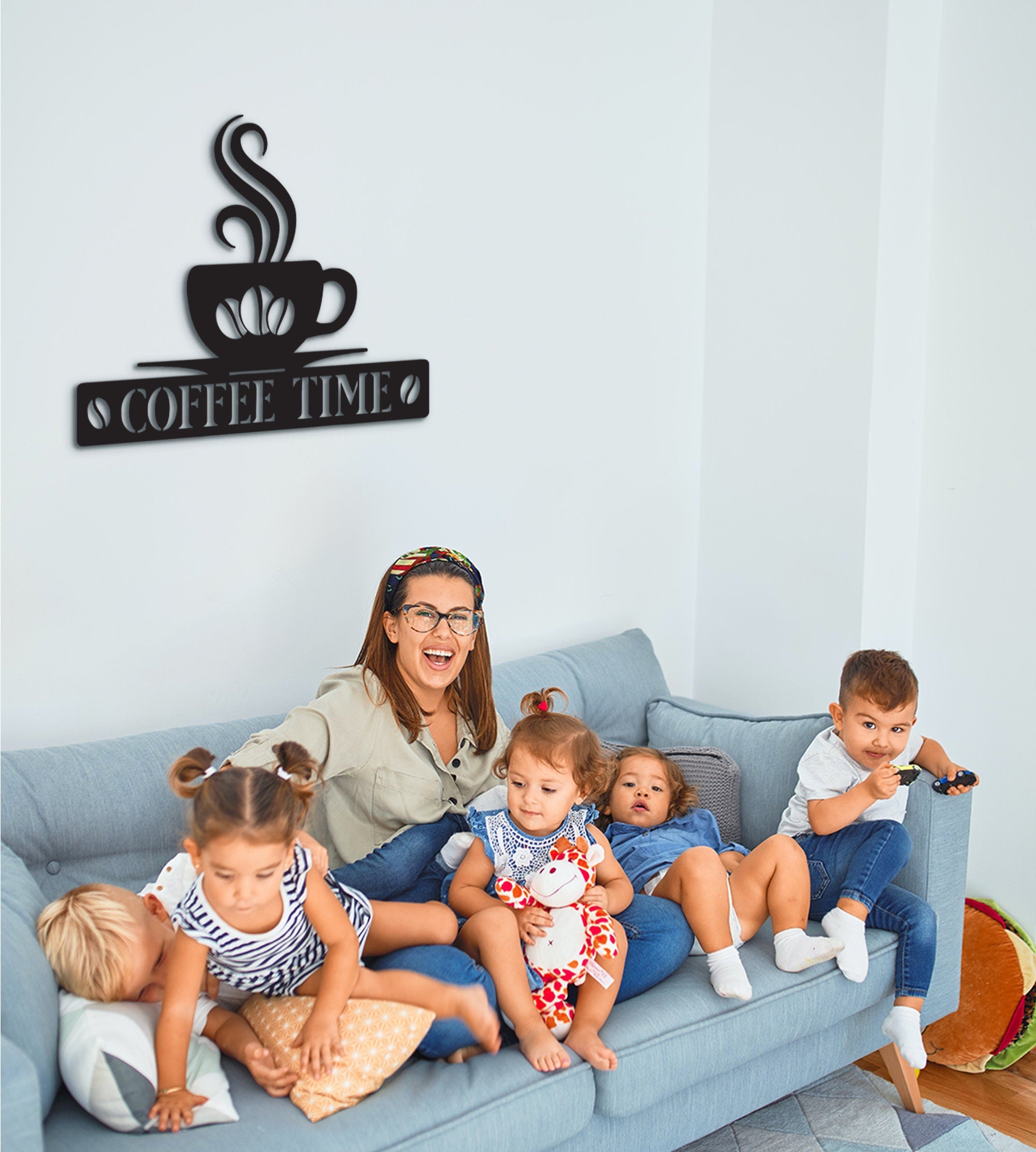 Coffee Time Wood Sign: Laser Cut Coffee Bar Decor