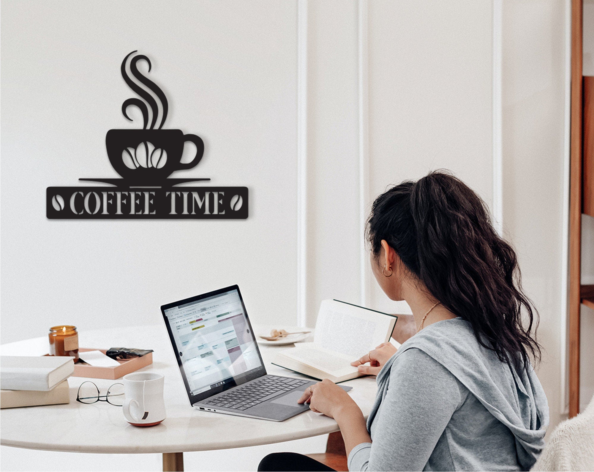 Coffee Time Wood Sign: Laser Cut Coffee Bar Decor