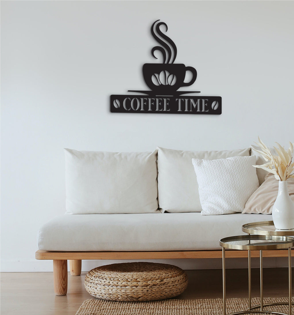 Coffee Time Wood Sign: Laser Cut Coffee Bar Decor