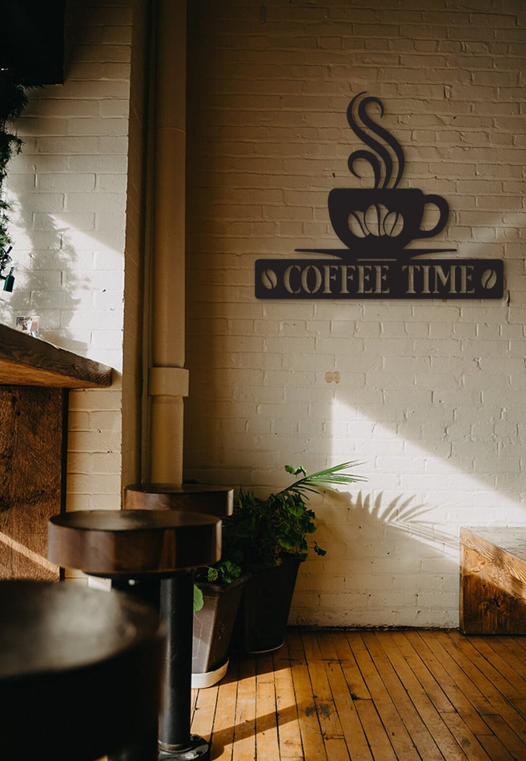 Coffee Time Wood Sign: Laser Cut Coffee Bar Decor
