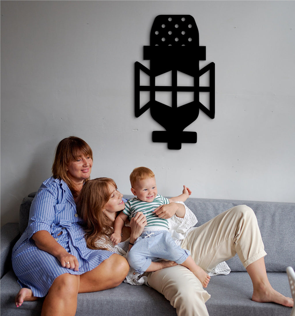 3D Microphone Wall Art: Podcast Studio Decor