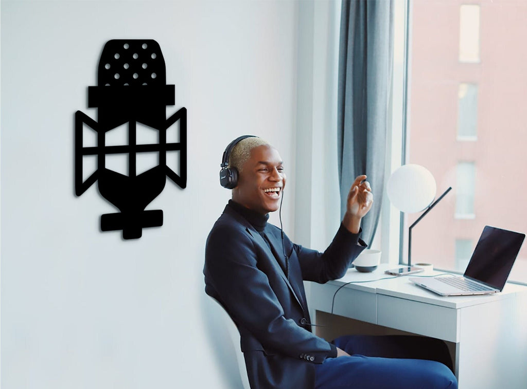 3D Microphone Wall Art: Podcast Studio Decor