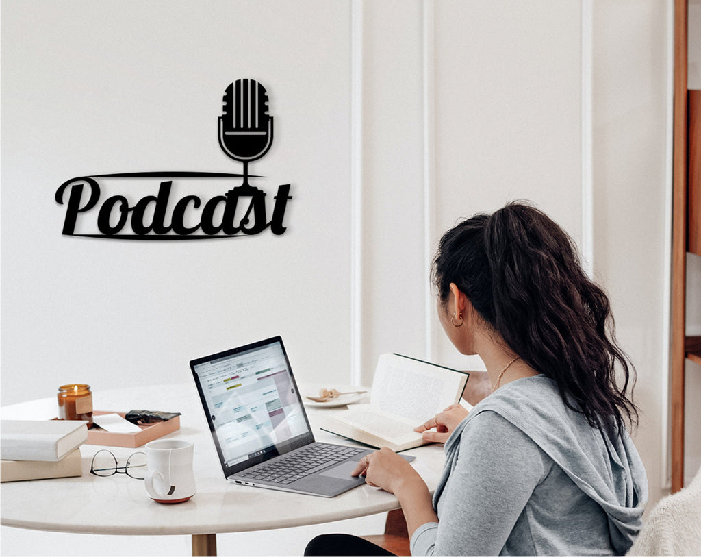 3D Podcast Wall Art: Studio Decor, Microphone Sign