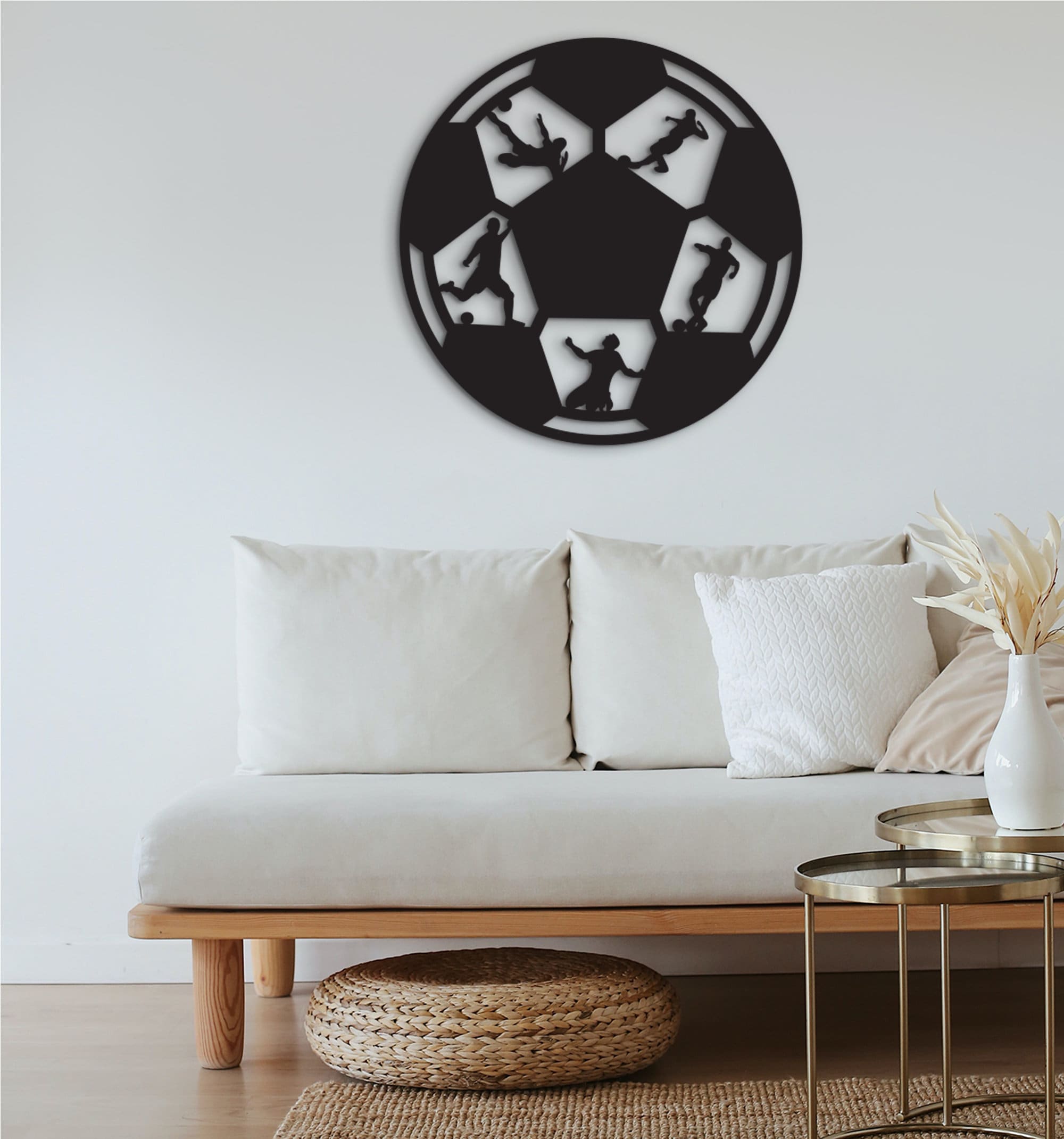 Soccer Ball Metal Wall Art: Boys Room Decor, Coach Gift