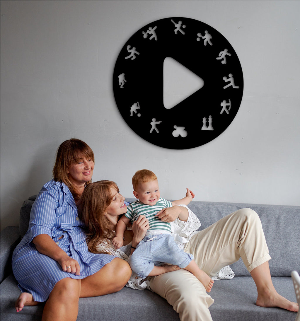 3D Sports Wood Wall Art: Play Button Decor