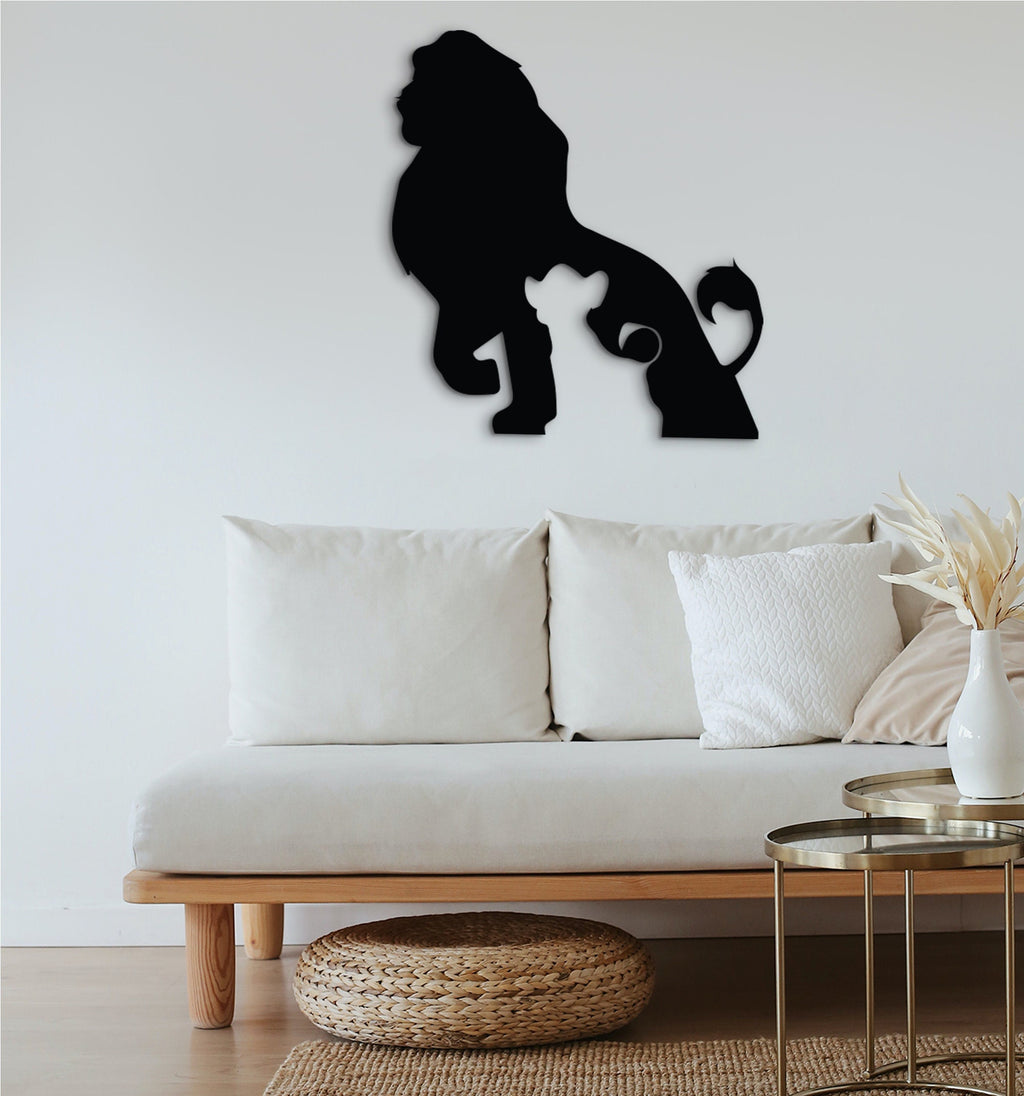 Lion King Wood Wall Decor: 3D Shadow Art, Kids Room