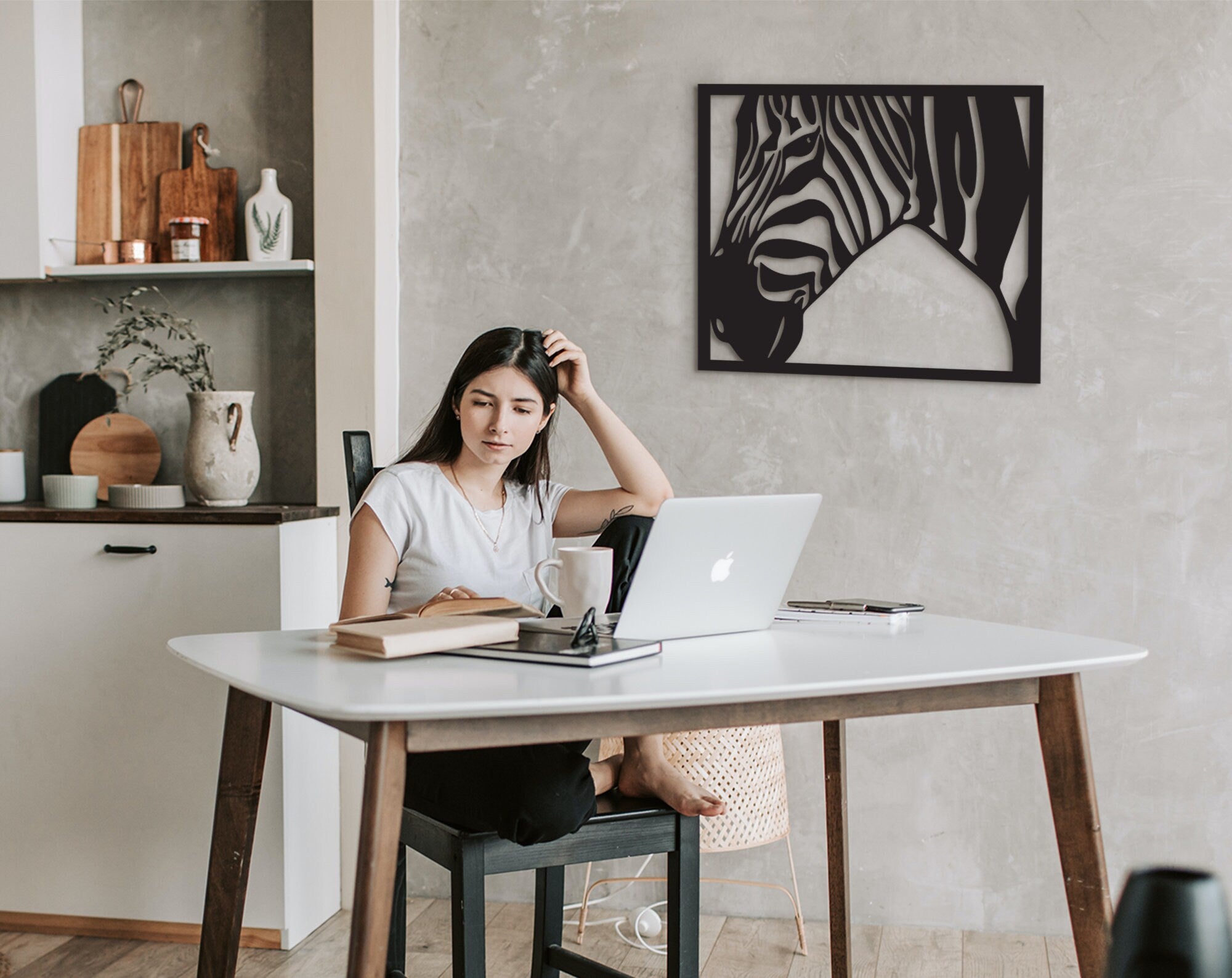 Geometric Zebra Head Wall Art: Wooden Safari Decor