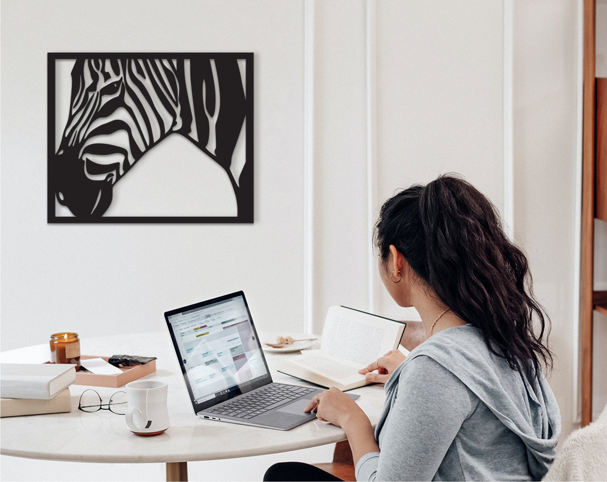 Geometric Zebra Head Wall Art: Wooden Safari Decor