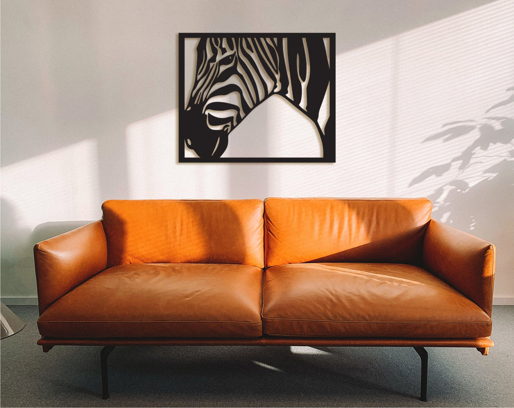 Geometric Zebra Head Wall Art: Wooden Safari Decor