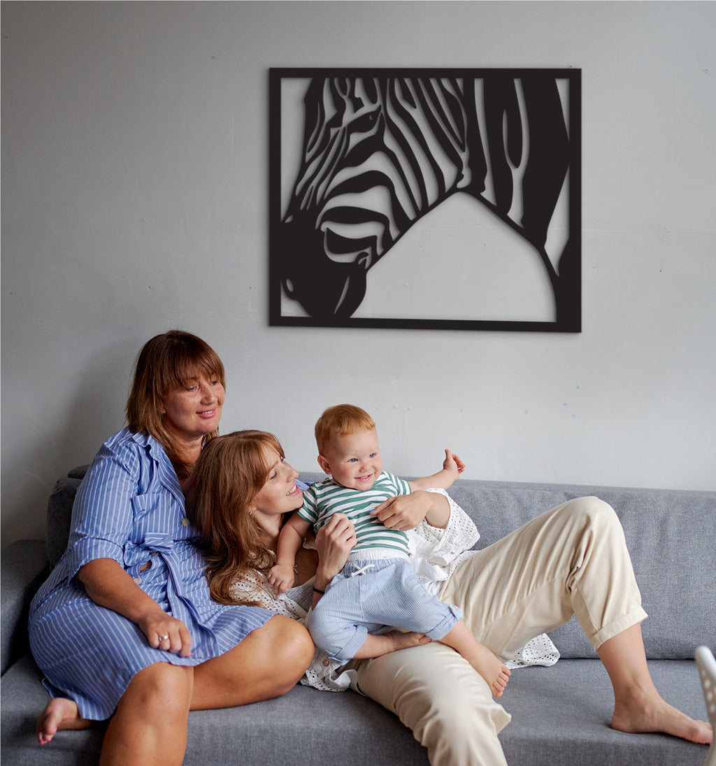 Geometric Zebra Head Wall Art: Wooden Safari Decor