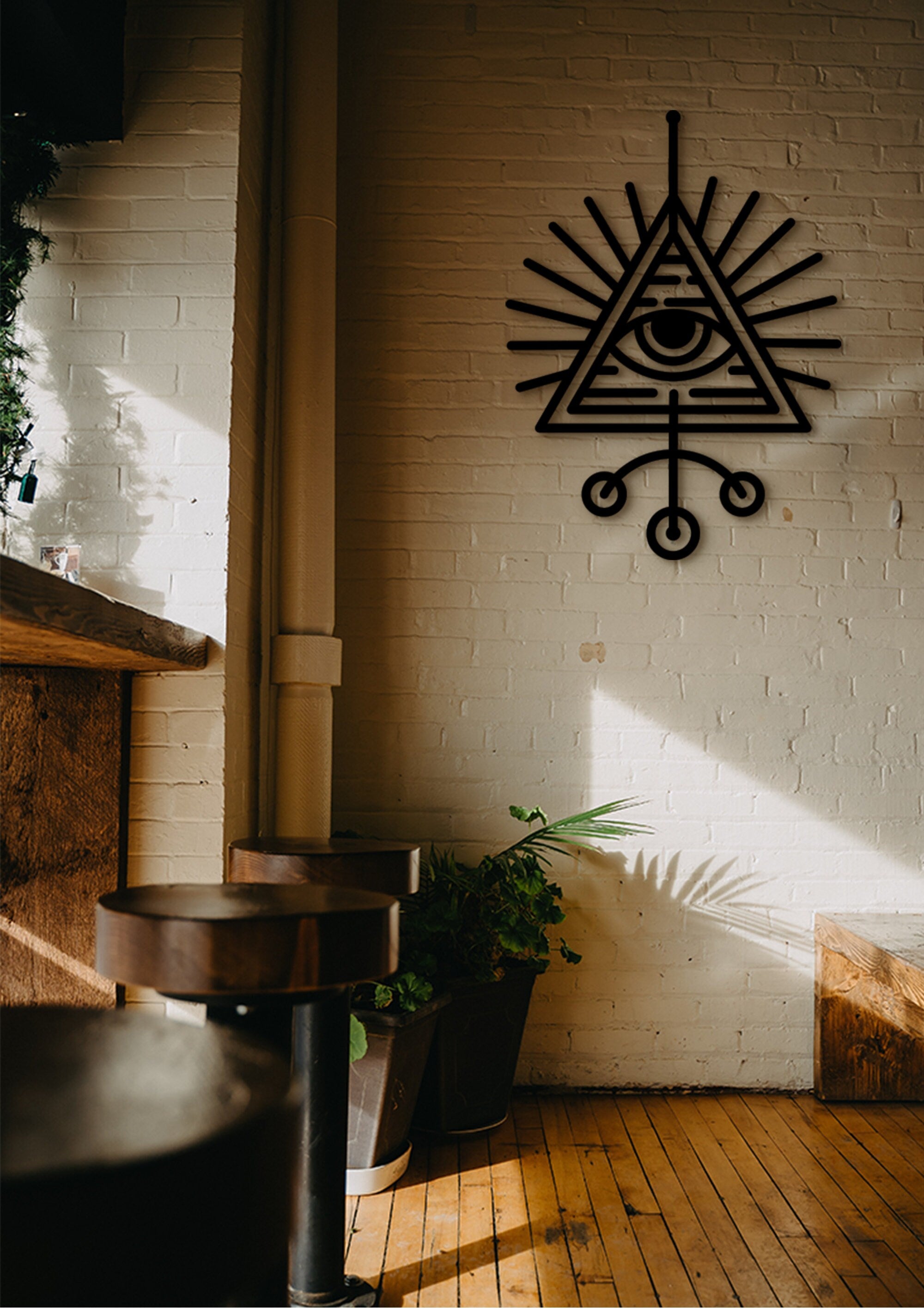 Evil Eye Wall Decor: Laser Cut Wood, Protection Art