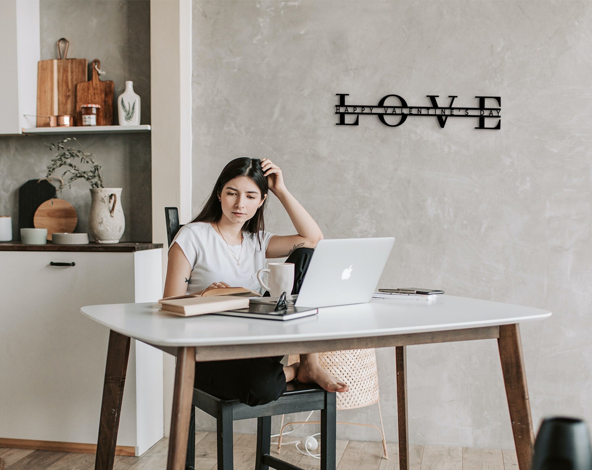 Valentines Day Wood Wall Decor: Elegant Office Art