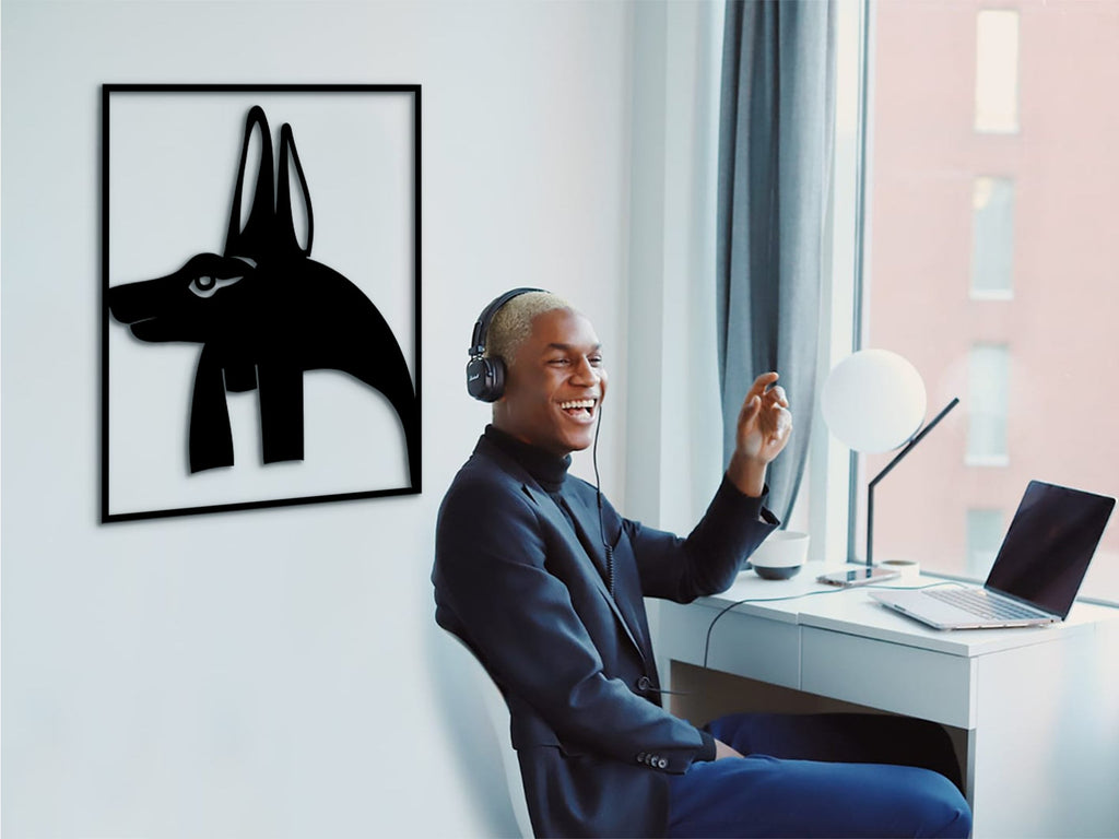 Anubis Egyptian God Wooden Wall Art: Laser Cut Decor