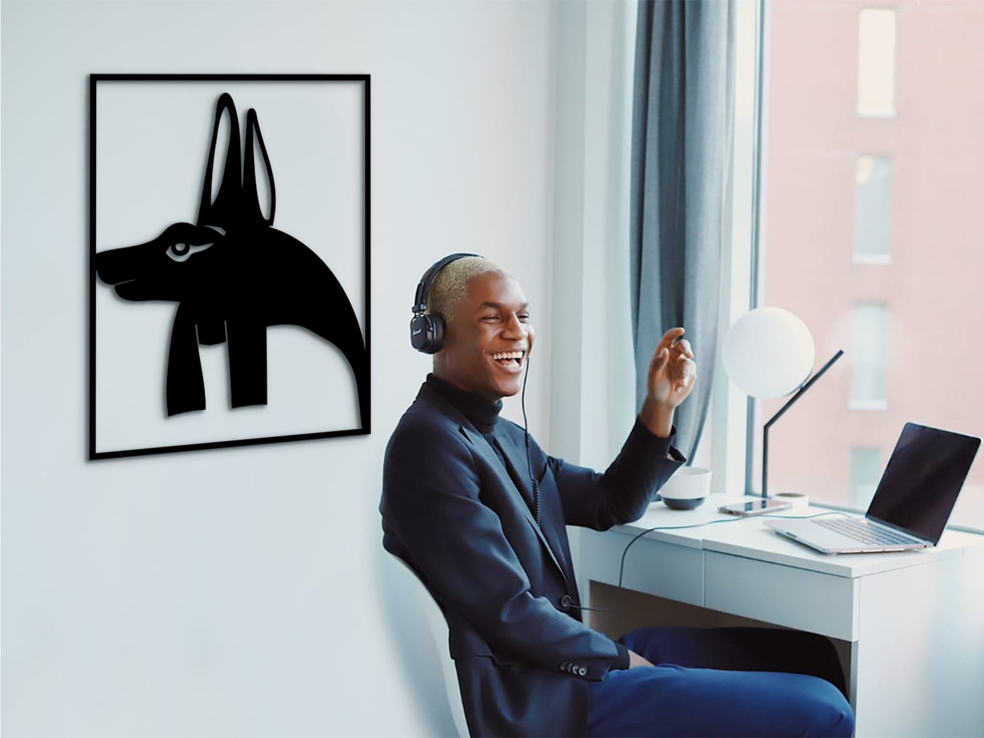 Anubis Egyptian God Wooden Wall Art: Laser Cut Decor